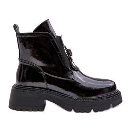 Bottes femme vernies avec décoration, noir S.Barski MR870-53 le noir Bottes femme vernies avec décoration, noir S.Barski MR870-53 le noir