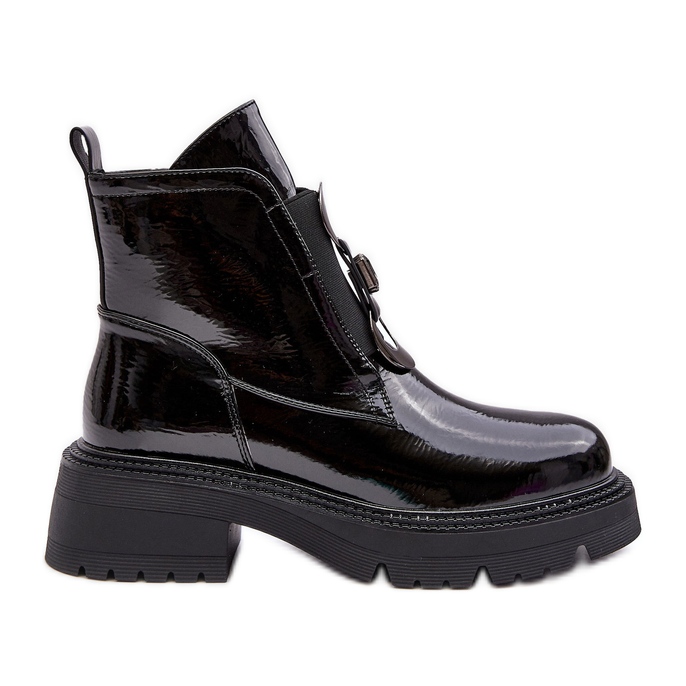 Bottes femme vernies avec décoration, noir S.Barski MR870-53 le noir Bottes femme vernies avec décoration, noir S.Barski MR870-53 le noir