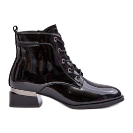 Vinceza Bottes isolées en cuir verni avec fermeture éclair, Achonia Noir