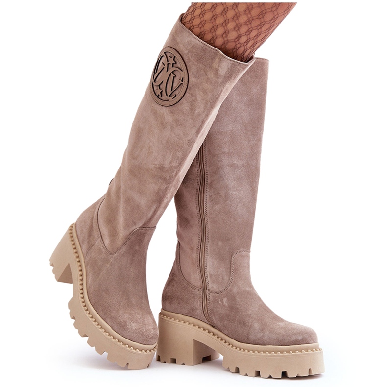 Lewski Shoes Cuissardes en daim pour femmes Beige foncé Lewski 3367
