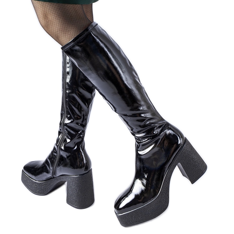 Inna Bottines à talons Fecteau vernies noires le noir