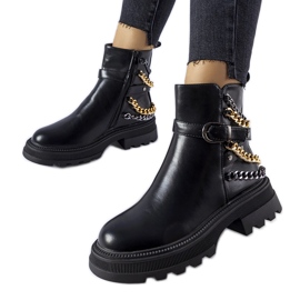 Bottines noires avec chaînes décoratives de Bonenfant