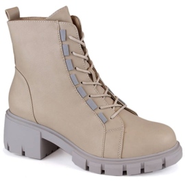 Bottines isolées à lacets et à fermeture éclair Jezzi W JEZ422B, beige