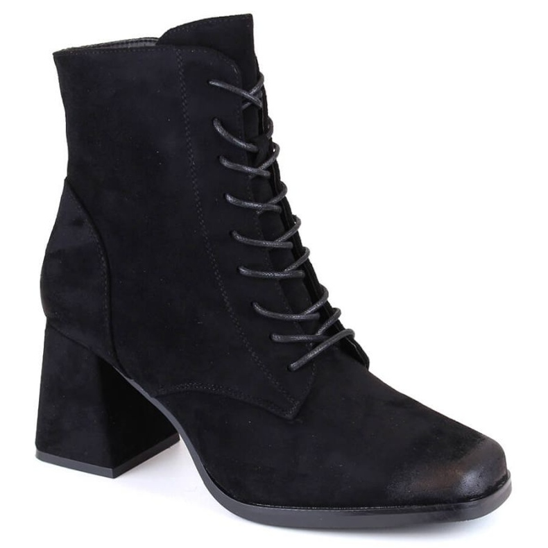 Bottines en daim avec lacets et fermeture éclair Potocki W WOL191A noir le noir
