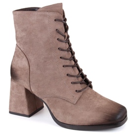 Bottines en daim avec lacets et fermeture éclair Potocki W WOL191B marron brun