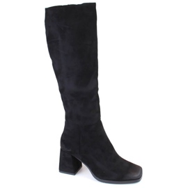 Potocki W WOL192A bottes à talons hauts en daim isolées, noir