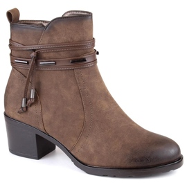 Jezzi W JEZ415B bottines isolées à talons hauts avec décoration, marron brun