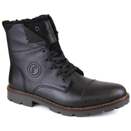 Bottes en cuir isolées avec de la laine Rieker M RKR296A noir