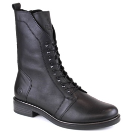 Rieker Bottes en cuir confortables et isolées Remonte W RKR630, noir le noir