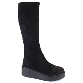 Bottines compensées isolées en daim S.Barski W OLI239 noir le noir