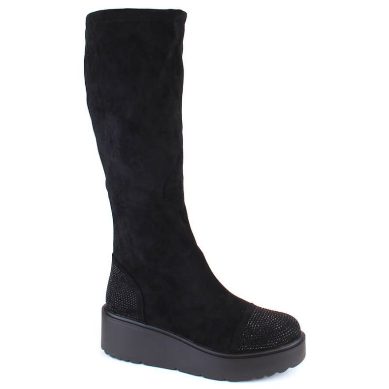 Bottines compensées isolées en daim S.Barski W OLI239 noir le noir