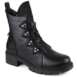 Bottines isolées noires S.Barski W OLI240 avec strass le noir