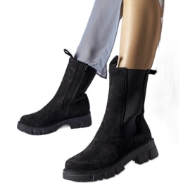 Bottines hautes massives noires de Morbello le noir Bottines hautes massives noires de Morbello le noir