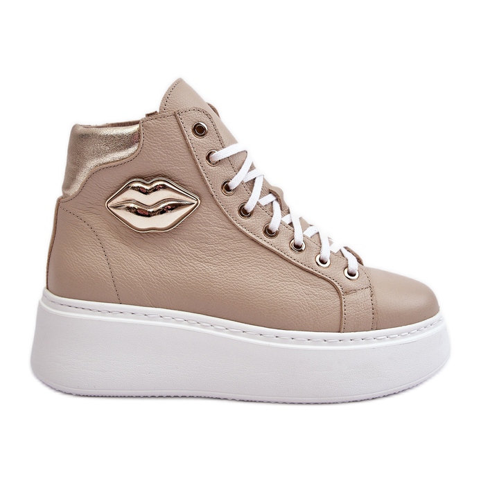 Baskets hautes zippées pour femmes Lemar Beige Katerin