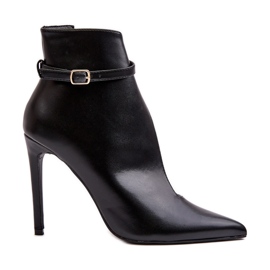 WS1 Bottines en Cuir à Talon Haut pour Femme, Noir Amalundi