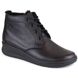 Bottines compensées d'hiver confortables en cuir pour femme, noires Helios 584 le noir