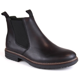 Bottines Chelsea confortables en cuir pour hommes, isolées noires, Rieker 33180-00