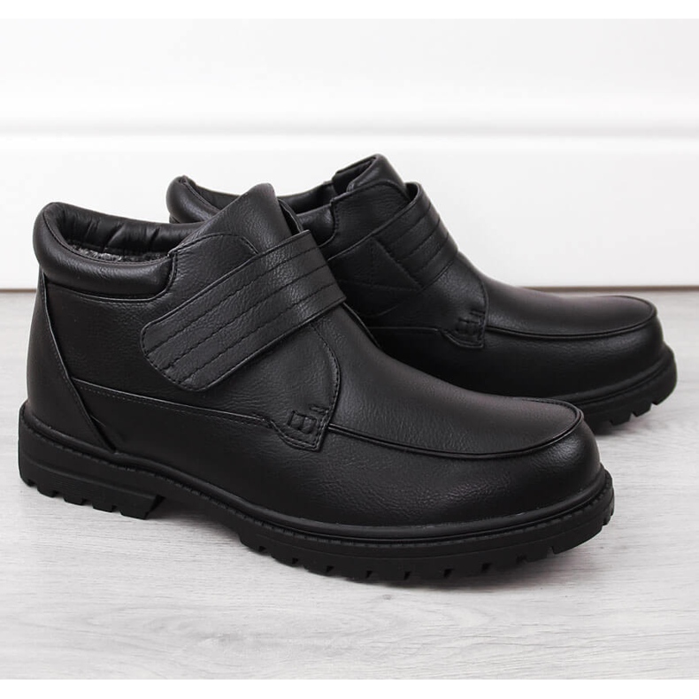 Atletico Bottes velcro isolées pour hommes, noires Man's Style WS-004 le noir