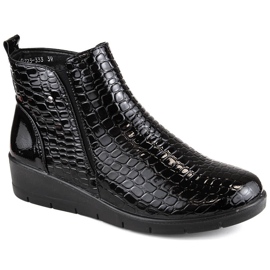 Bottines femme vernies noires à cale d'entrejambe, T.Sokolski Z23-333