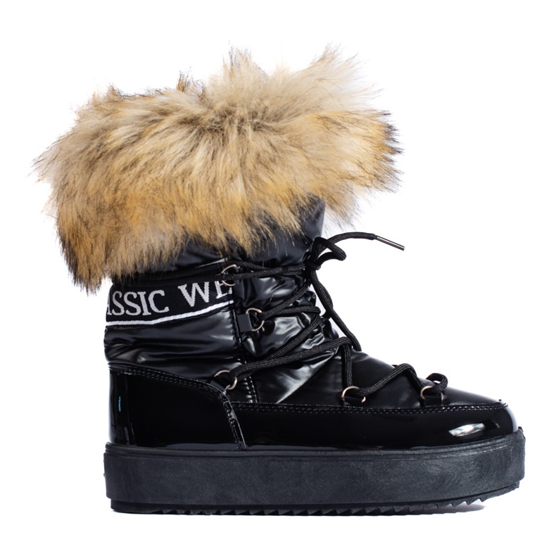Vinceza Bottes de neige Shelovet noires avec fourrure le noir
