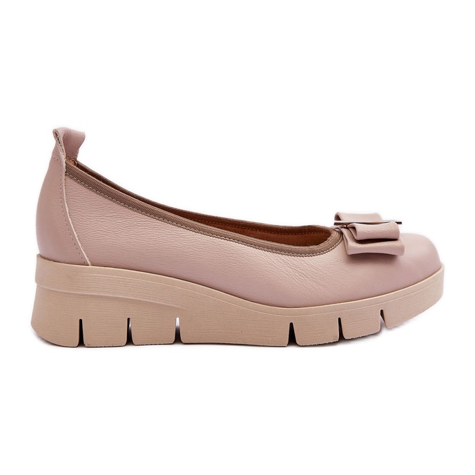 Lewski Shoes Ballerines en cuir sur plateforme avec décoration, Beige Lewski 3384 Lewski Shoes Ballerines en cuir sur plateforme avec décoration, Beige Lewski 3384