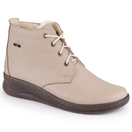 Bottines compensées d'hiver confortables en cuir Helios W H584B, beige