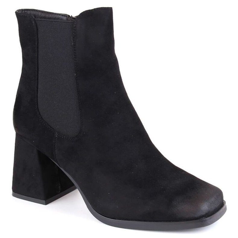 Bottines en daim sur talon décoratif Potocki W WOL193A, noir le noir