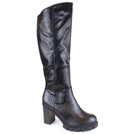 M. DASZYŃSKI Bottes à talons hauts et plateformes pour femmes, isolées, noires, M.Daszyński SA218-4