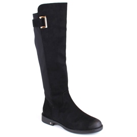 Bottines femme en daim avec élastique au dos, noir Potocki SZ12252
