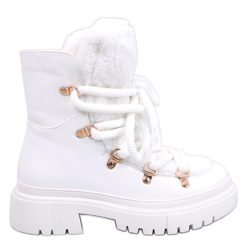 Bottines en peau de mouton blanc Karité blanche