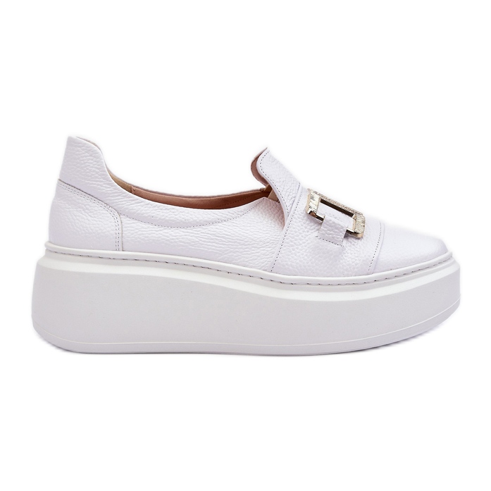 Lewski Shoes Chaussures en cuir pour femmes sur la plateforme, blanches Lewski 3398/2