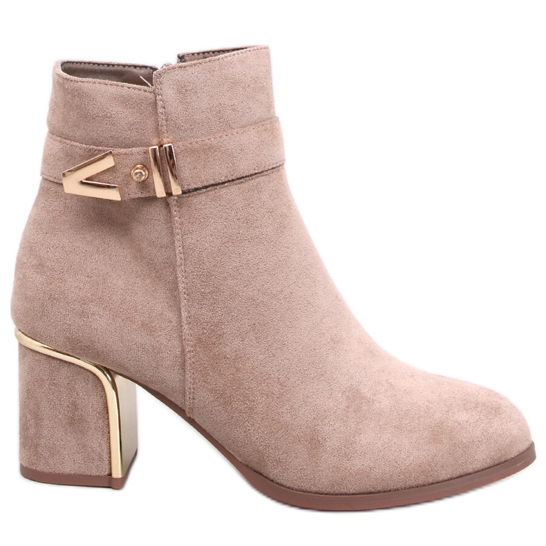 Bottines à talons élégantes Khalia Khaki beige