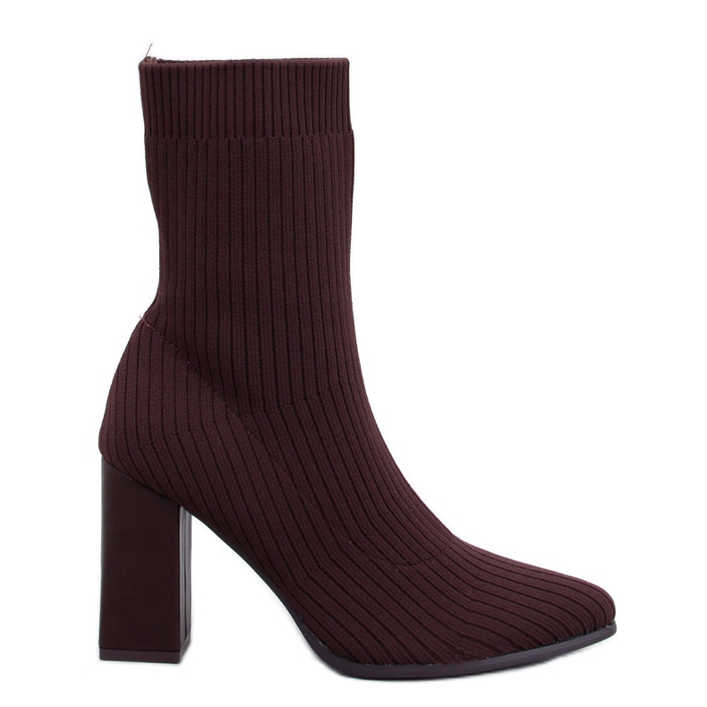Bottines chaussettes à talons hauts Krystal Brown brun