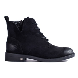 W. Potocki Bottines à lacets en daim noir Potocki