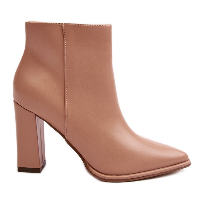 Bottines en cuir beiges Saitana pour femmes sur talon haut