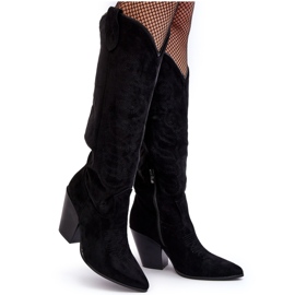 WS1 Bottes cowboy à talons hauts pour femme, noir Tomani
