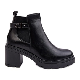 Bottines pour femmes sur un talon haut massif noir Belinda