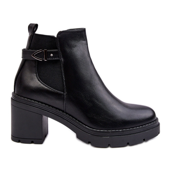 Bottines pour femmes sur un talon haut massif noir Belinda le noir