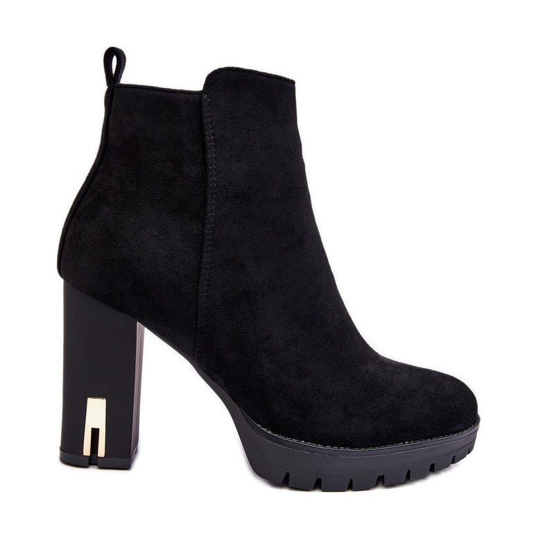 Bottines classiques à talons hauts en daim noir Amy le noir