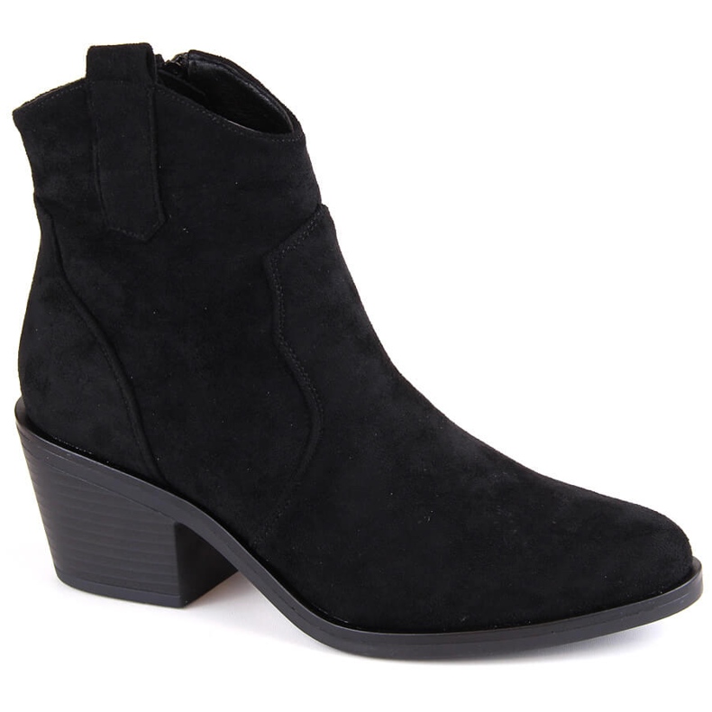 Santiags à talons hauts pour femme en daim, noir S.Barski HY30-86A le noir