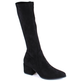 Bottines isolées à talons hauts en daim pour femme, noires Sergio Leone KZ212