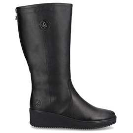 Bottes de neige imperméables en cuir isolées avec de la laine de mouton Rieker noir