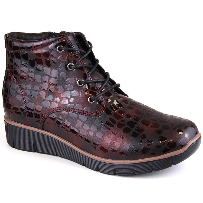 Bottines compensées en cuir pour femme, isolées bordeaux, Filippo DBT3169 rouge