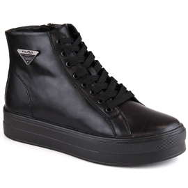 Bottines en cuir sur plateforme, creepers isolés noirs Filippo DBT4708
