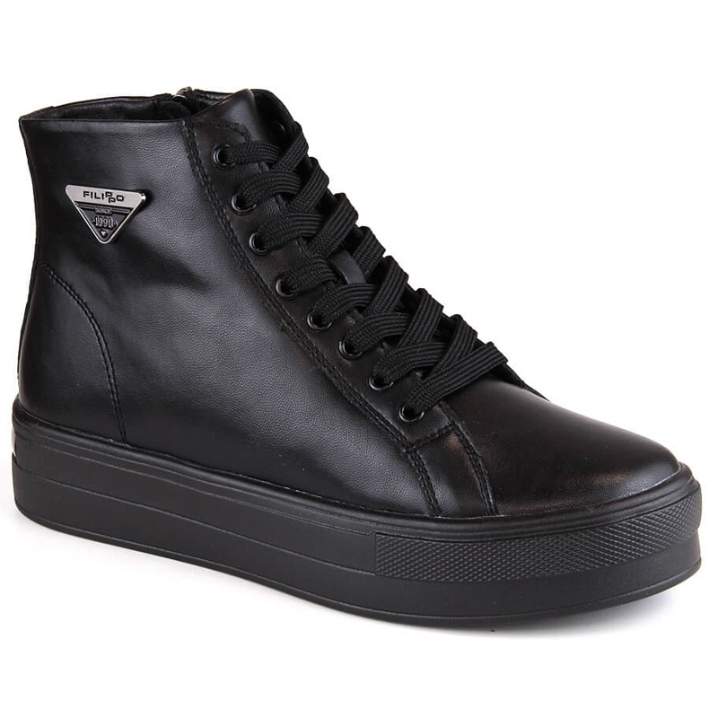 Bottines en cuir sur plateforme, creepers isolés noirs Filippo DBT4708 le noir