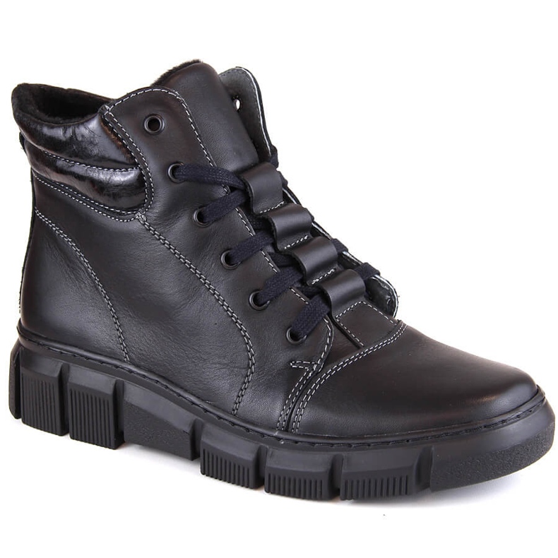 Bottes noires isolées en cuir pour femme confortables Helios 562S le noir