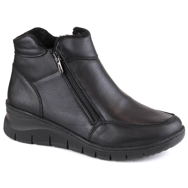 Bottines compensées isolées confortables en cuir, noir Helios 594S le noir