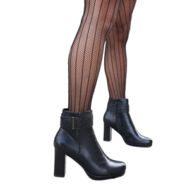 Bottines noires à talons hauts avec bride décorative Creil le noir