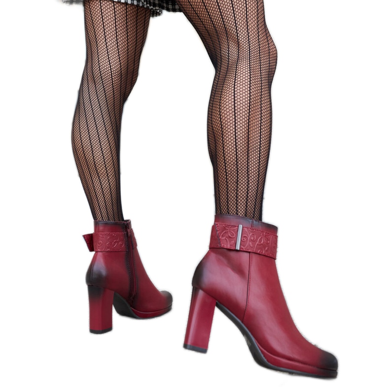 Bottines rouges à bride décorative Creil