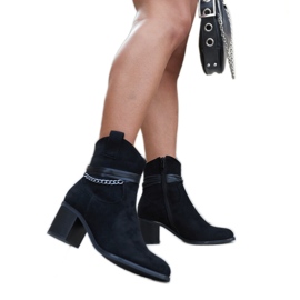 Santiags noires à talons hauts et chaîne Netanel